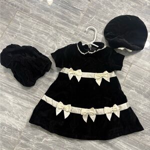 The Children's Place Black Dress with Cream Trim